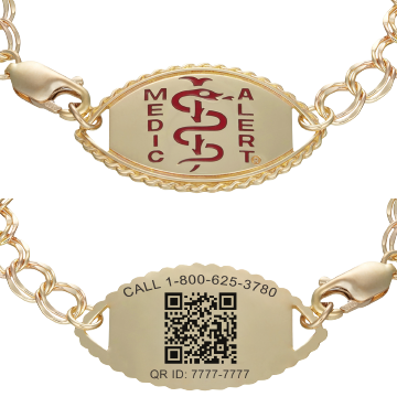QR Code Santa Rosa Elite Medical ID Bracelet 14k Gold